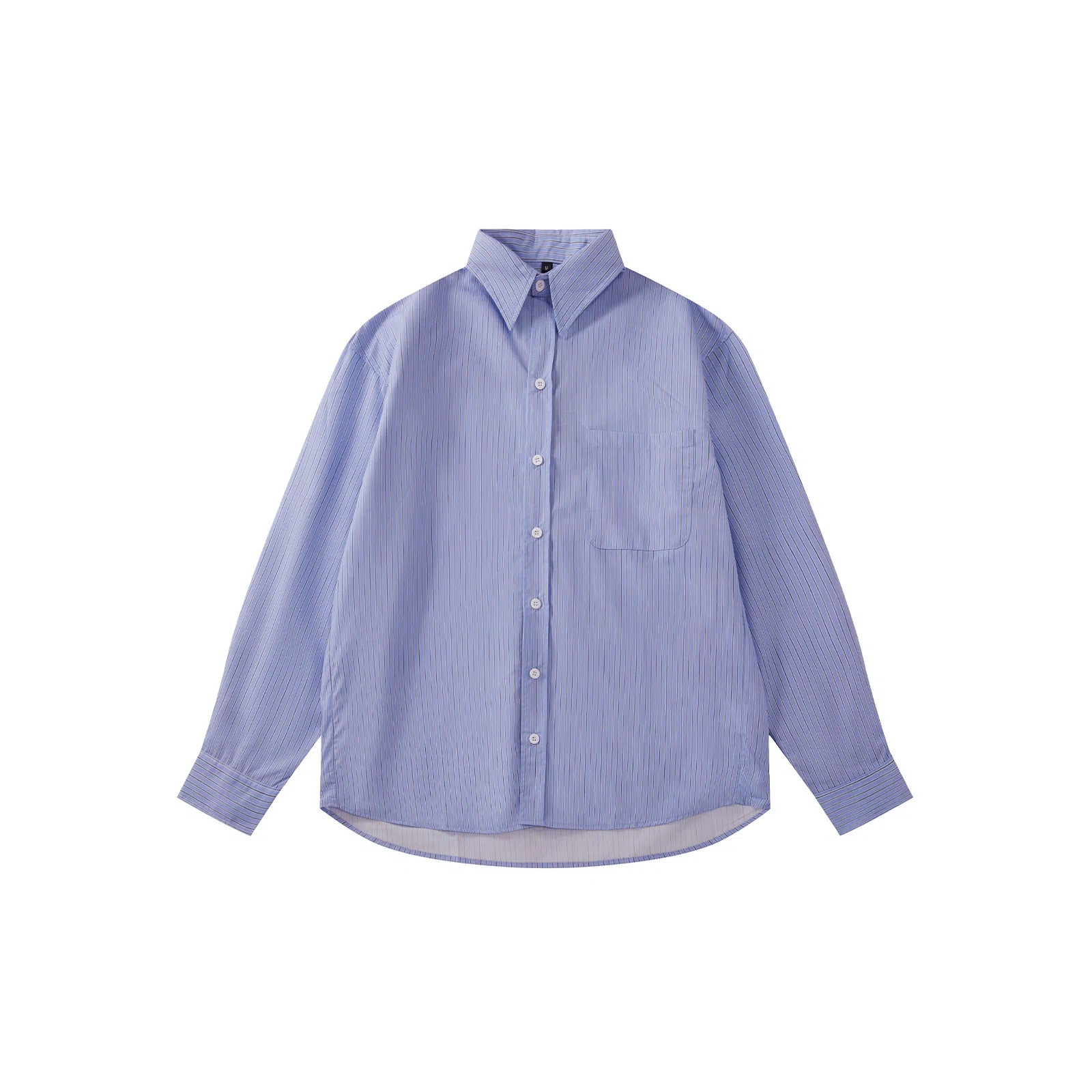 我是大卫 时尚翻领宽松阔版小众轻薄防晒外套长袖衬衫 男女同款 蓝色条纹