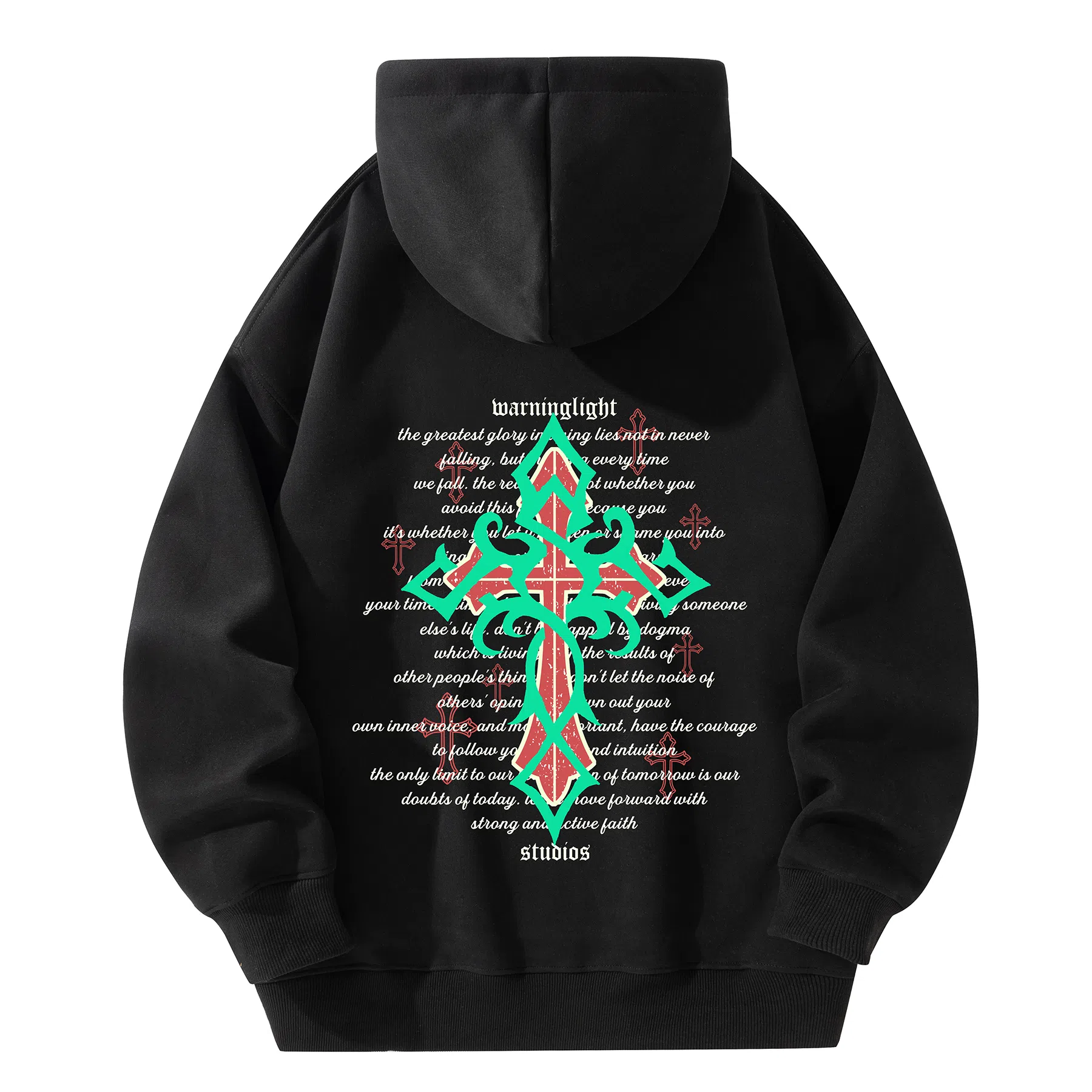 WARNING LIGHT Cross Print Hoodie