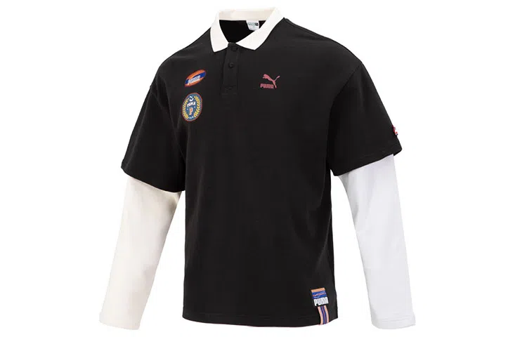 PUMA Team Badge Polo Longsleeve Black