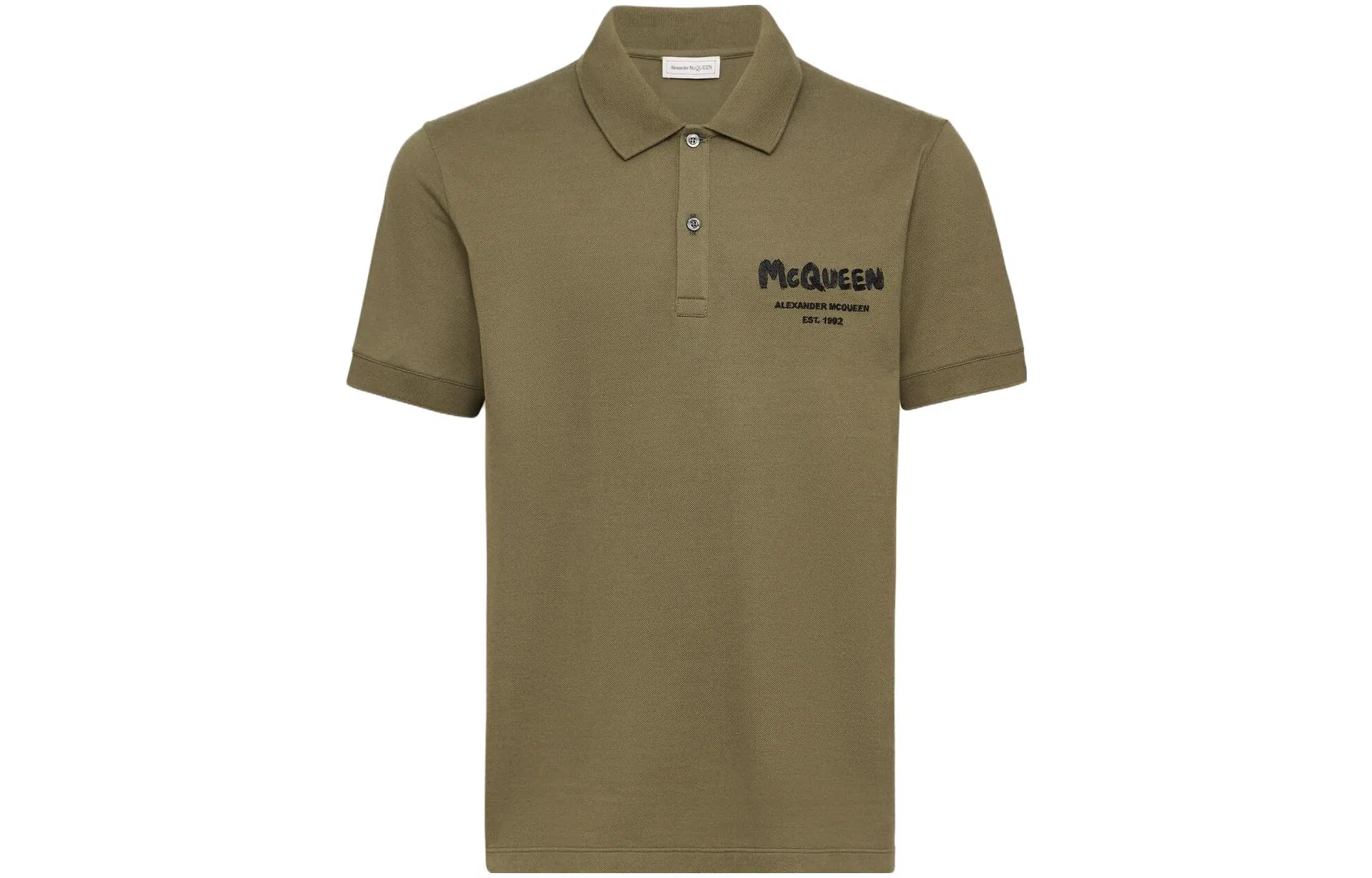 Alexander McQueen Mcqueen Graffiti Polo In Deep Khaki Polo