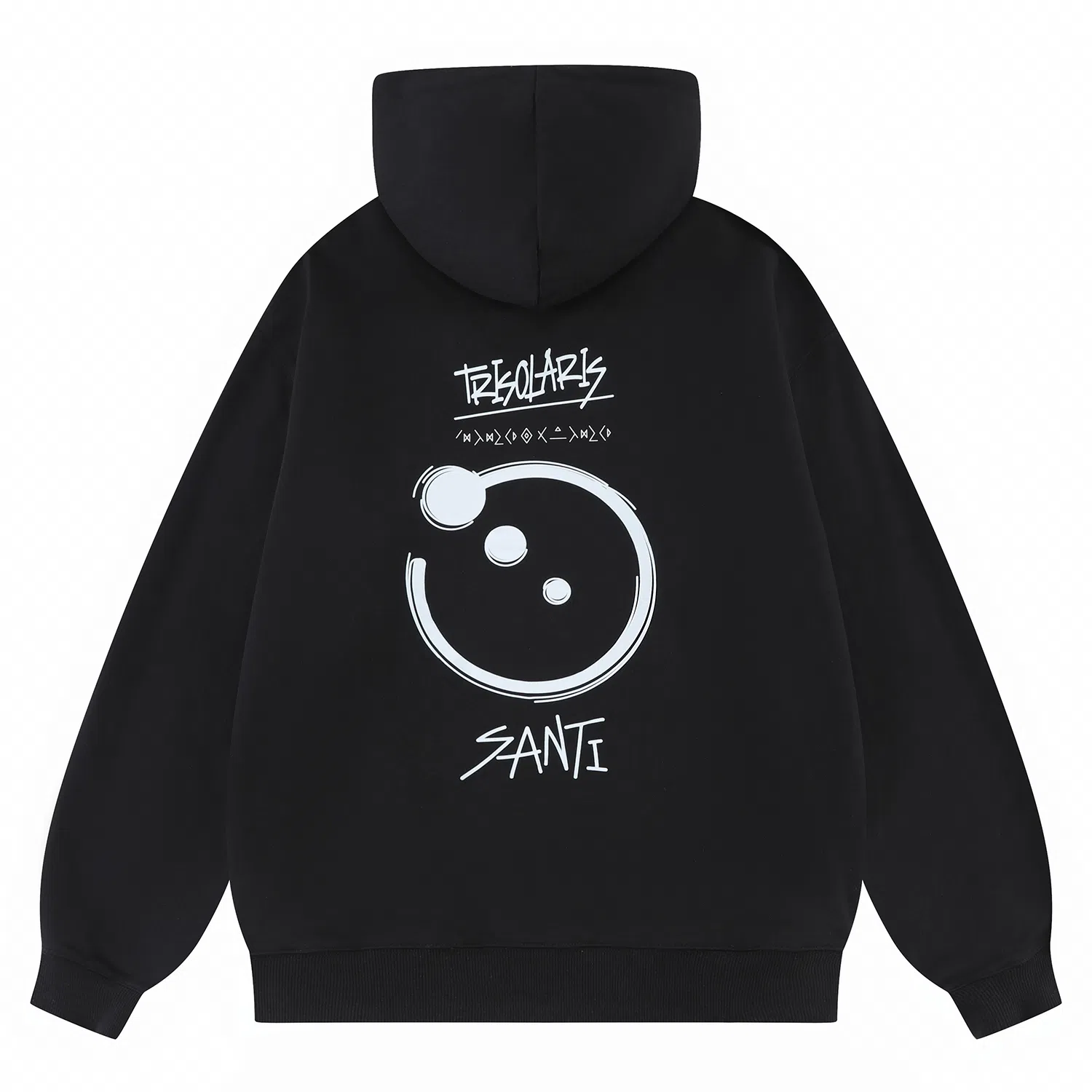 三体 文明符号系列 纯色多巴胺简约印花休闲百搭基础口袋宽松连帽套头重磅长袖卫衣 男女同款