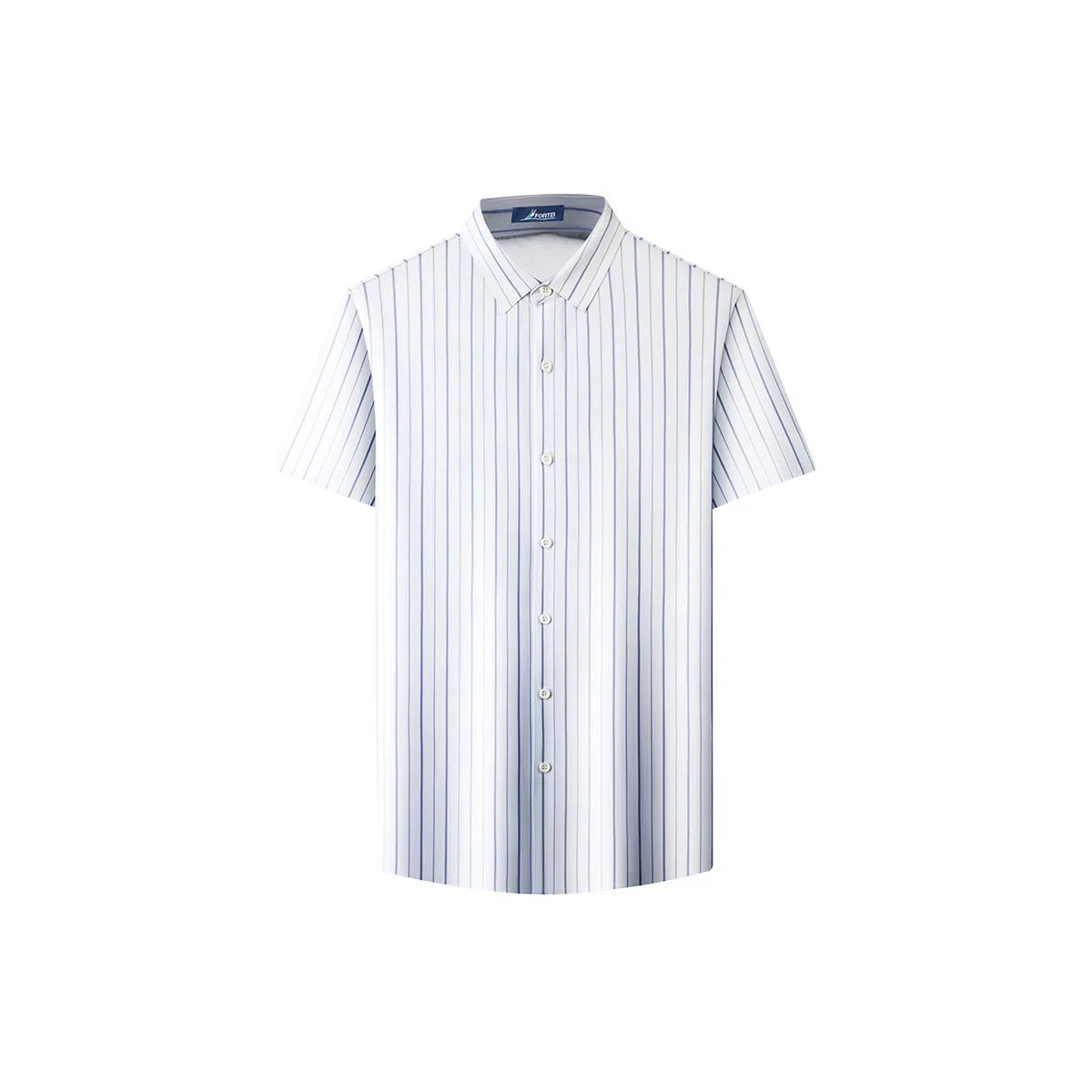 富铤 纯色亲肤透气条纹翻领短袖衬衫 男款