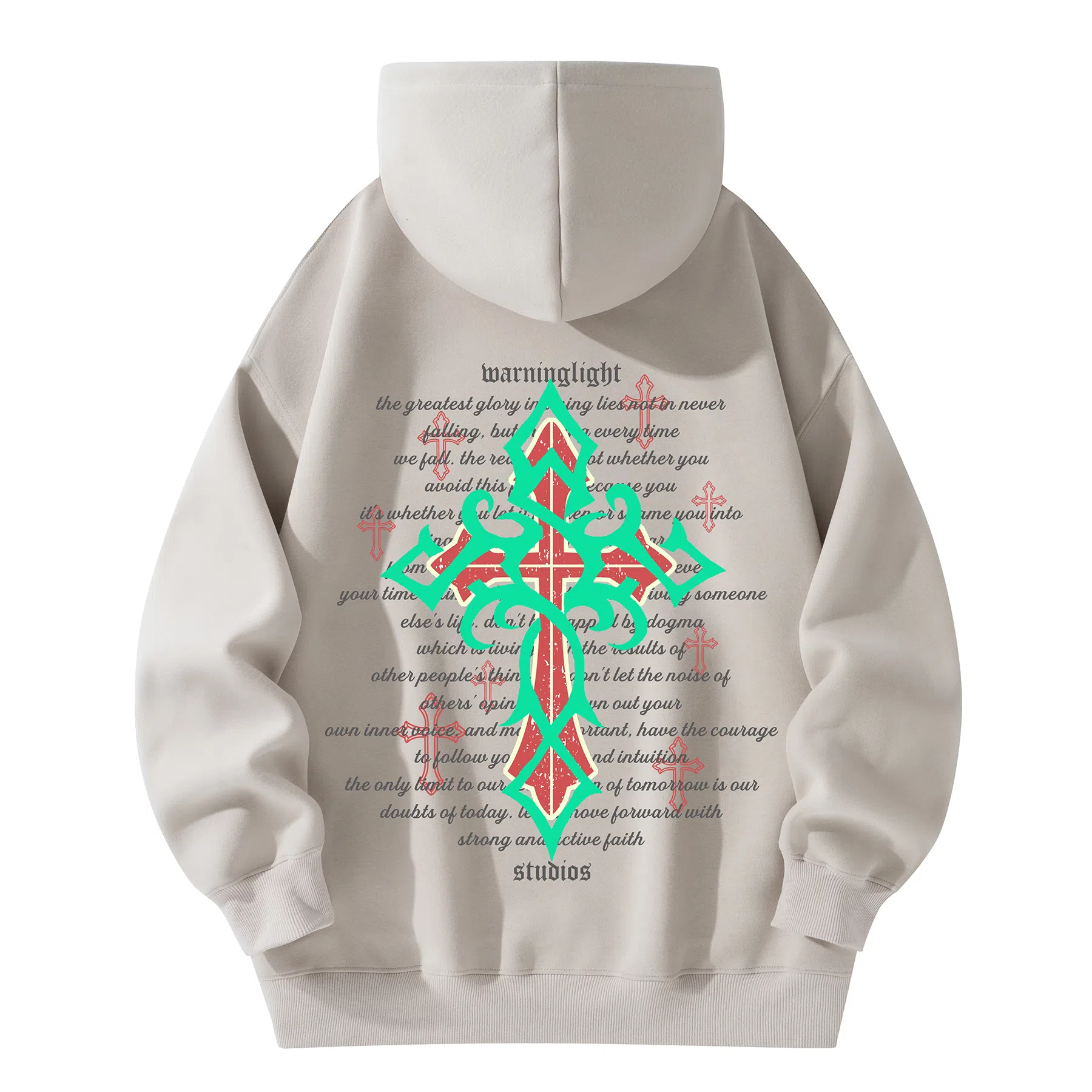 WARNING LIGHT Cross Print Hoodie