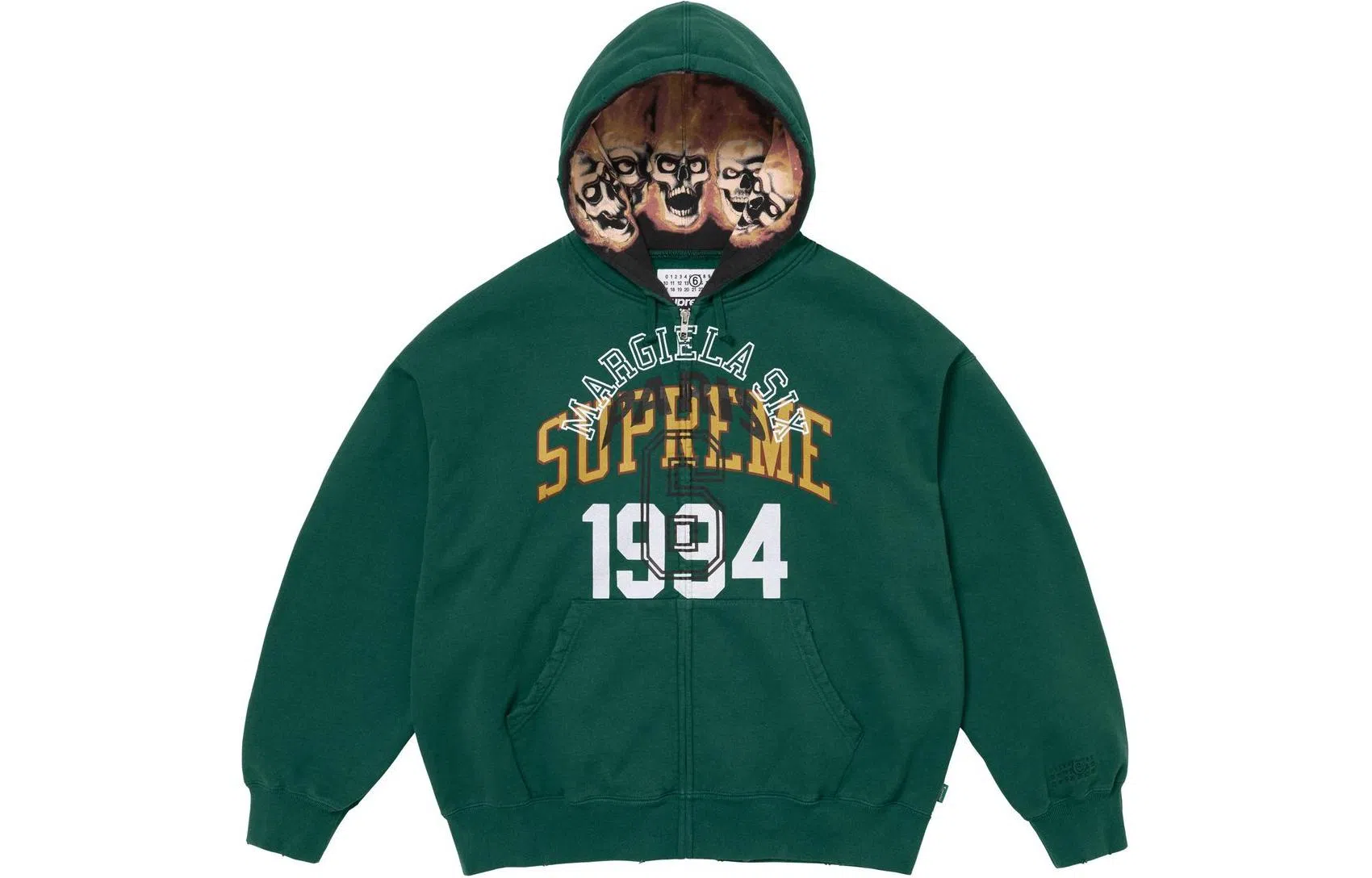 Supreme x MM6 Maison Margiela Zip Up Hooded Sweatshirt