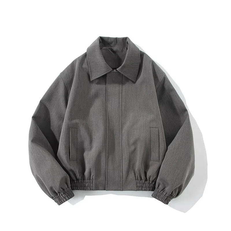 快鱼 高级感美式复古翻领飞行员简约纯色潮牌日常基础休闲百搭短款夹克外套 男女同款