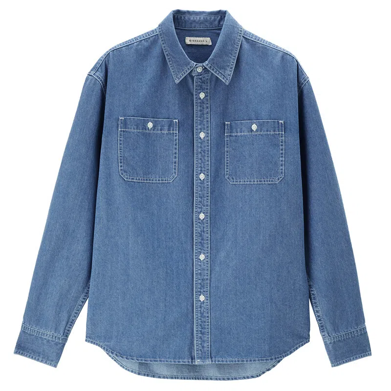 佐丹奴 时尚潮酷纯色长袖衬衫 男款