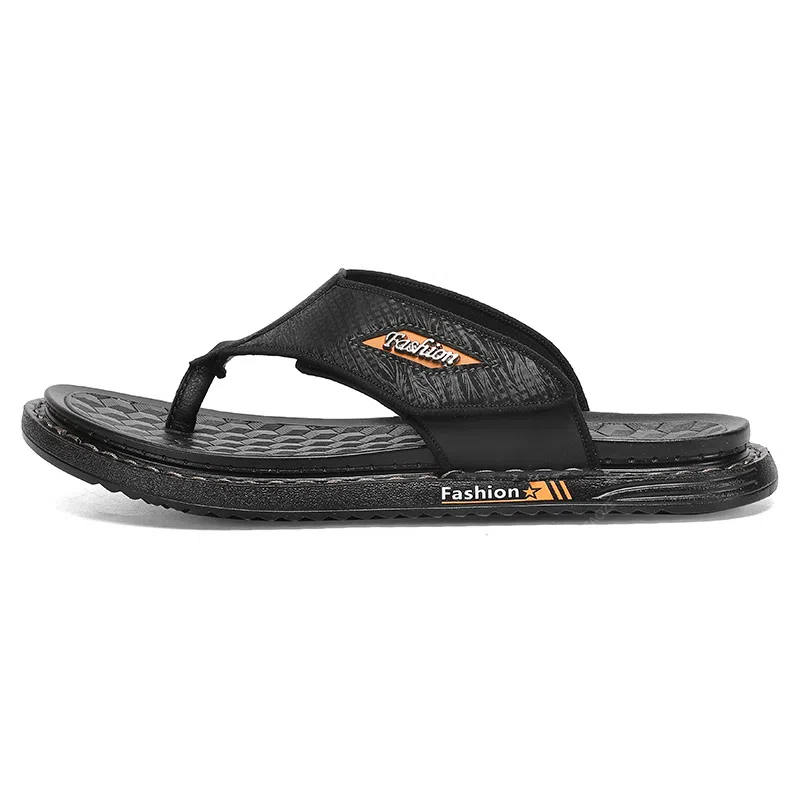 潮泽 简约舒适 车缝线 防磨防滑人字拖鞋 男款