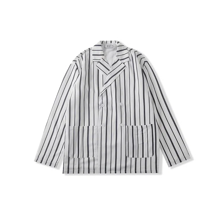 我是大卫 条纹宽松双排扣长袖衬衫 男款