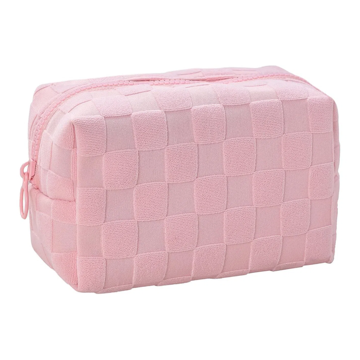 米甜兔 棋牌格枕头化妆包女士便携大容量洗漱包毛巾布手拿化妆包