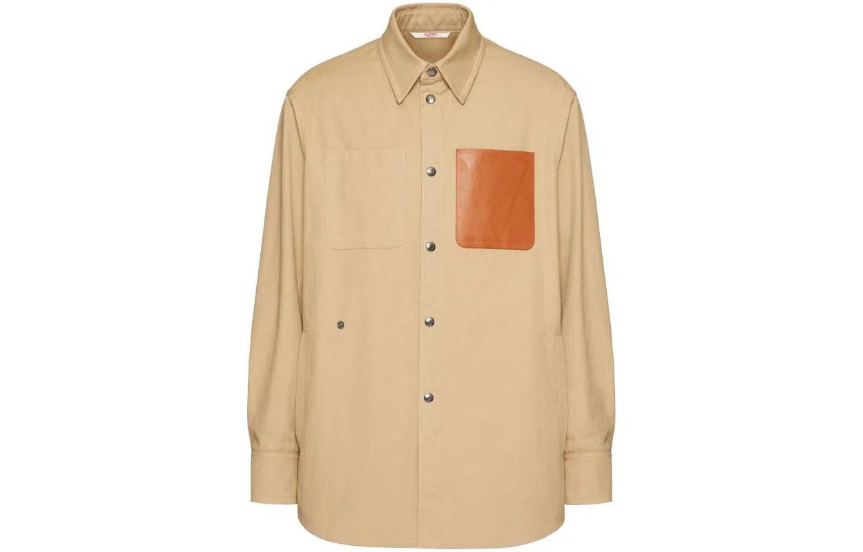 Valentino SS23 Solid Collar Shirt Brown