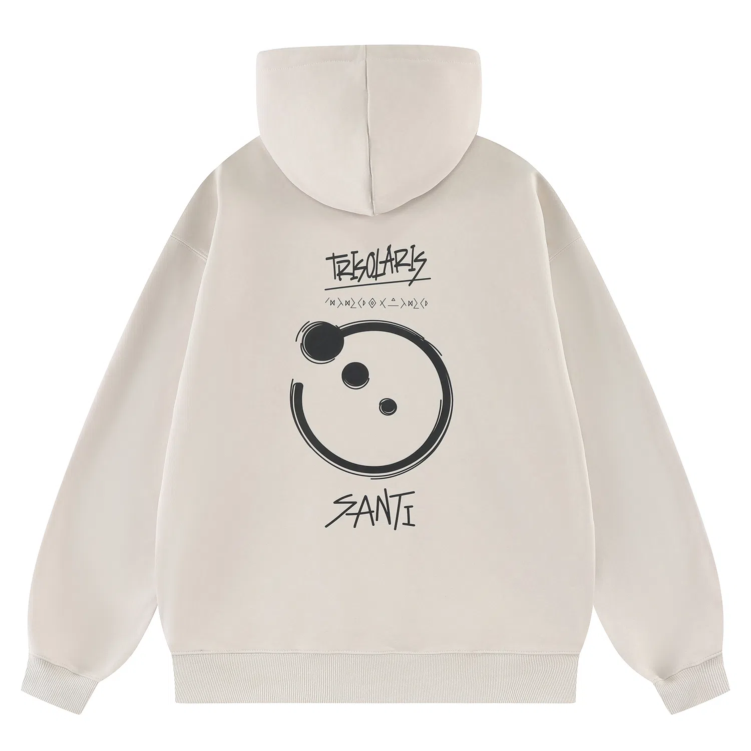 三体 文明符号系列 纯色多巴胺简约印花休闲百搭基础口袋宽松连帽套头重磅长袖卫衣 男女同款