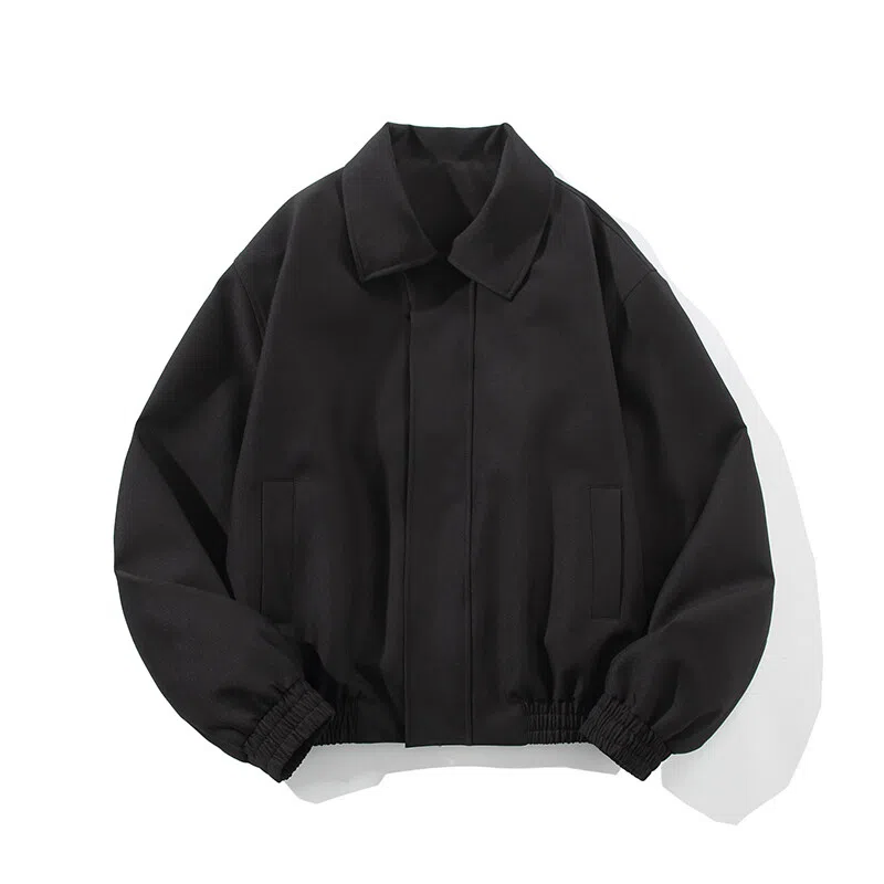 快鱼 高级感美式复古翻领飞行员简约纯色潮牌日常基础休闲百搭短款夹克外套 男女同款