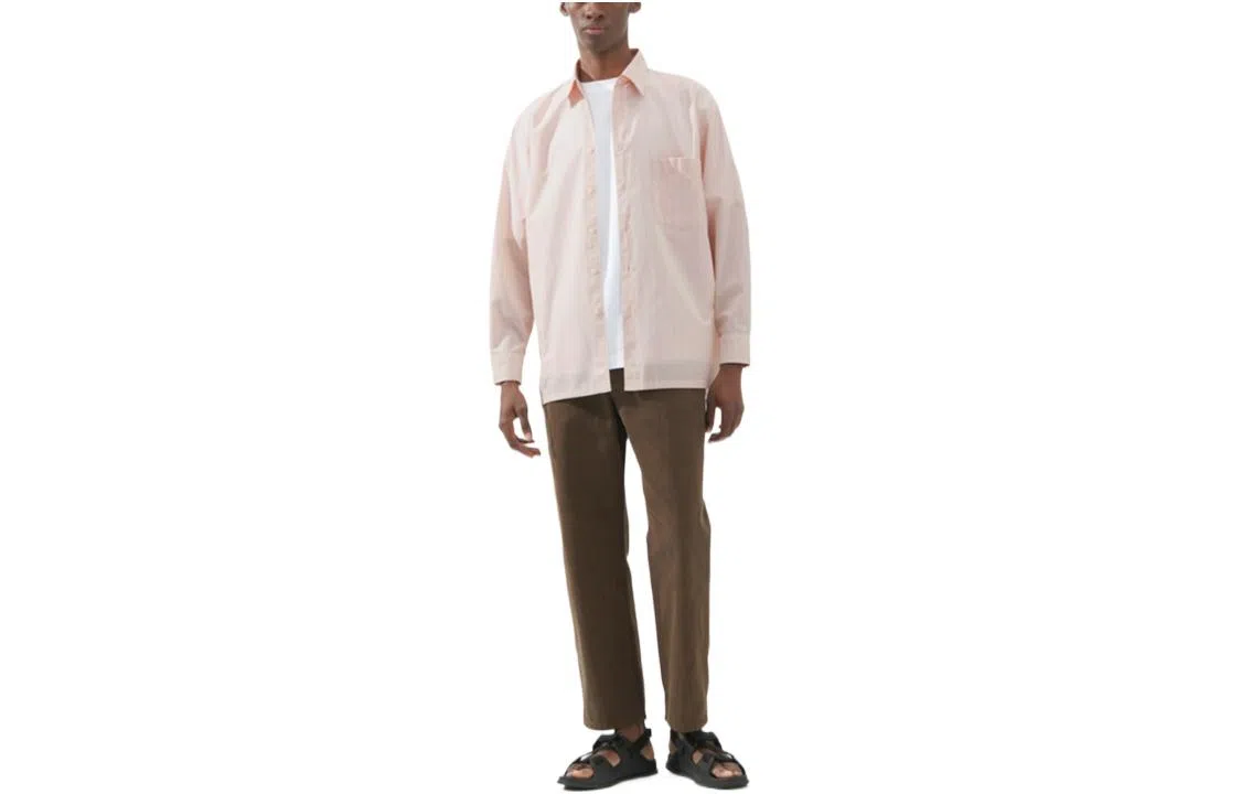 UNIQLO U Series Striped Shirt Light Pink Orange