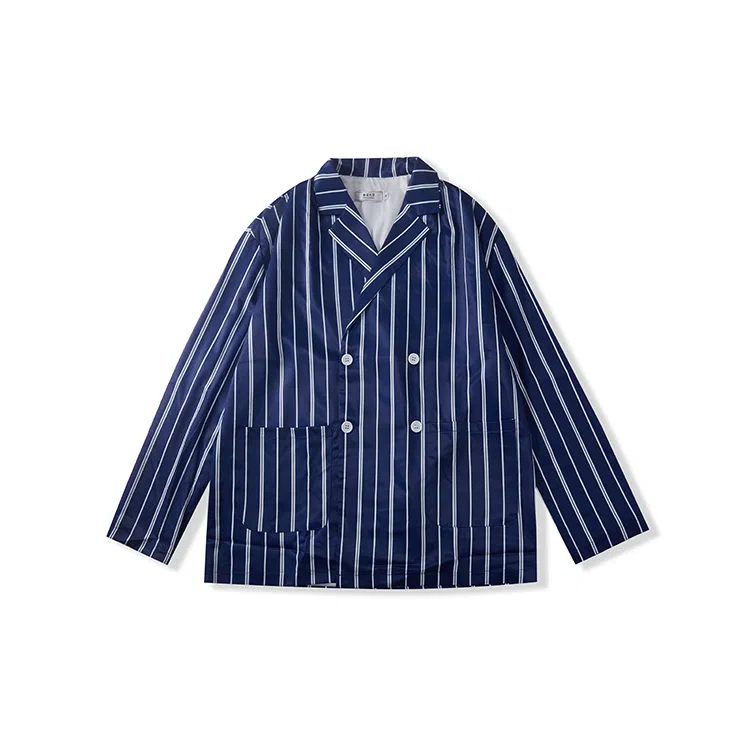 我是大卫 条纹宽松双排扣长袖衬衫 男款