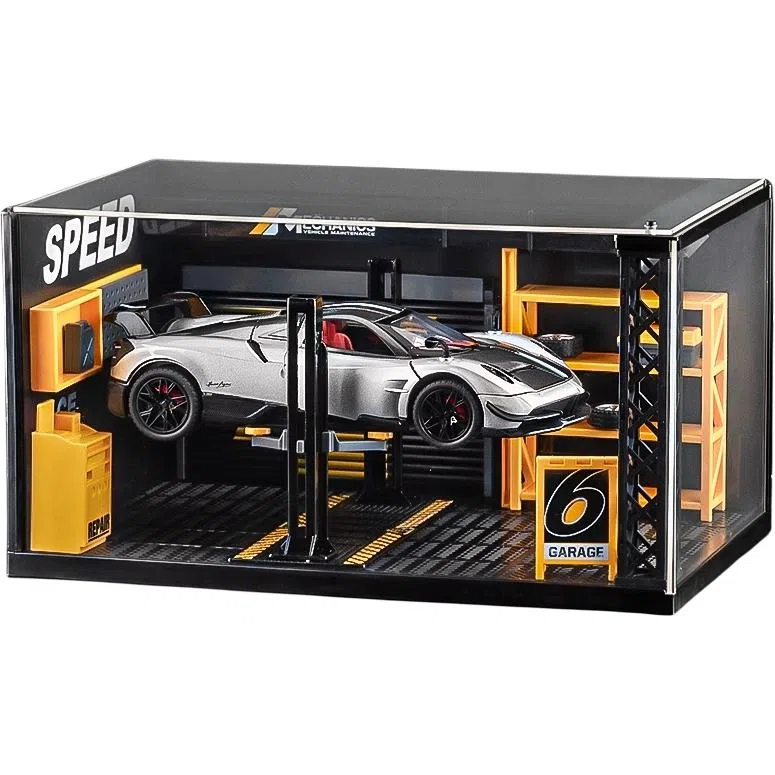 星星科教 帕加尼花雅合金超跑车模收藏 维修车间场景展示摆件 成品模型