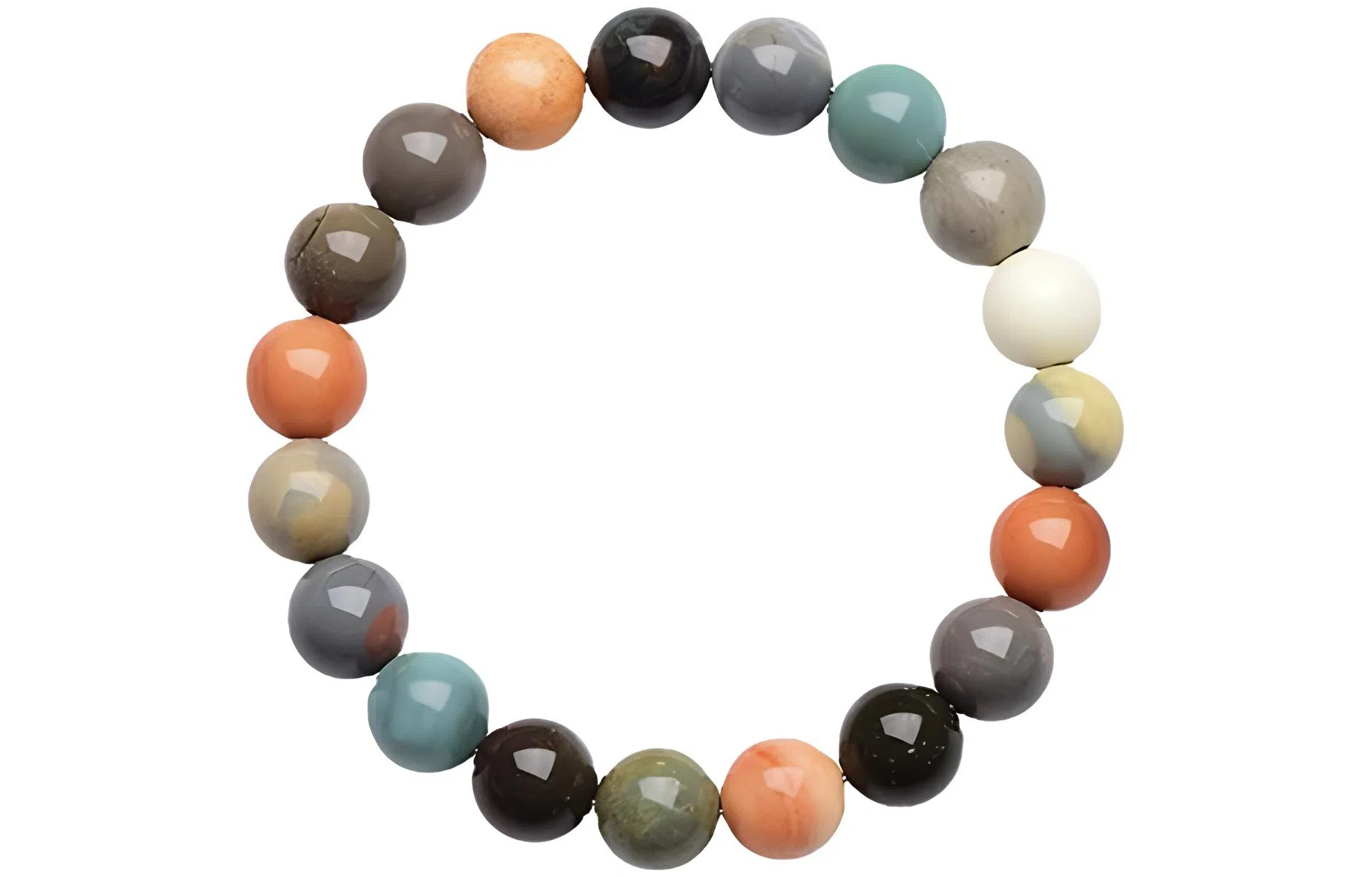 七小匠 阿拉善圆珠 马卡龙系七彩 水晶玛瑙 玉石手串 男女同款情侣款 玛瑙