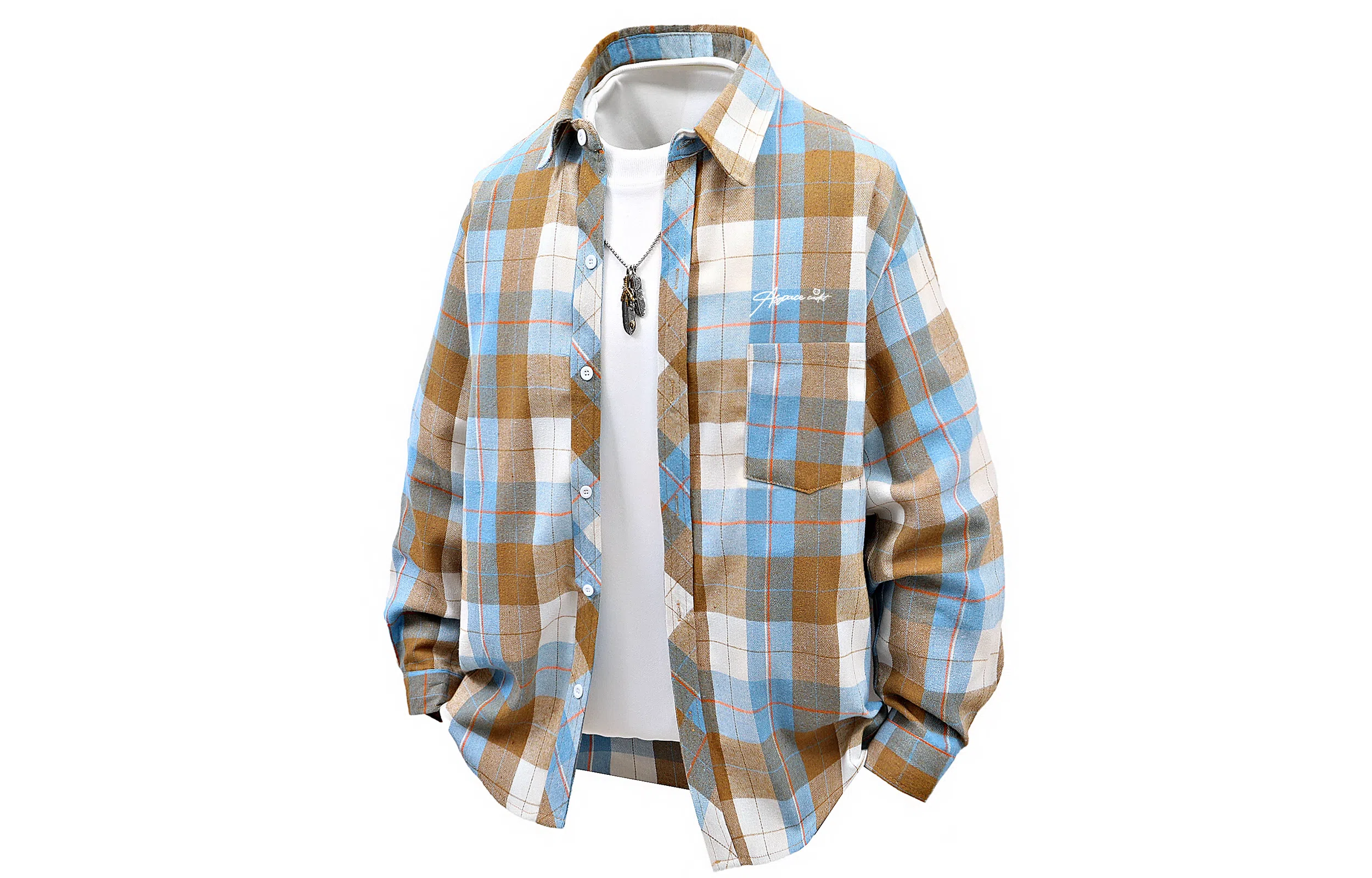 王者荣耀 鲁班七号星空梦想款美式复古多彩格纹高街简约基础款宽松小衫翻领休闲慵懒风百搭通勤长袖衬衫 男女同款