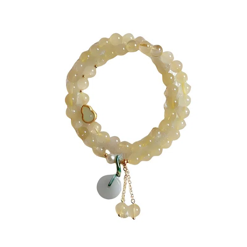 【金玉满堂】 指尖瑰宝 吉祥如意招财转运事业有成前途似锦好运莲莲国风叠戴复古#好运天然 金发晶 手串 男女同款情侣款