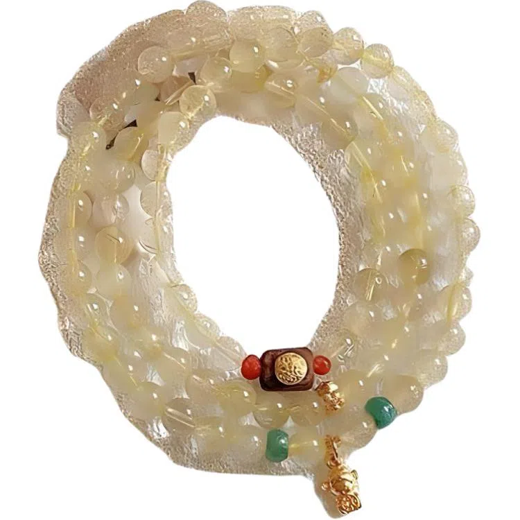 【金玉满堂】 指尖瑰宝 吉祥如意招财转运事业有成前途似锦好运莲莲国风叠戴复古#好运天然 金发晶 手串 男女同款情侣款