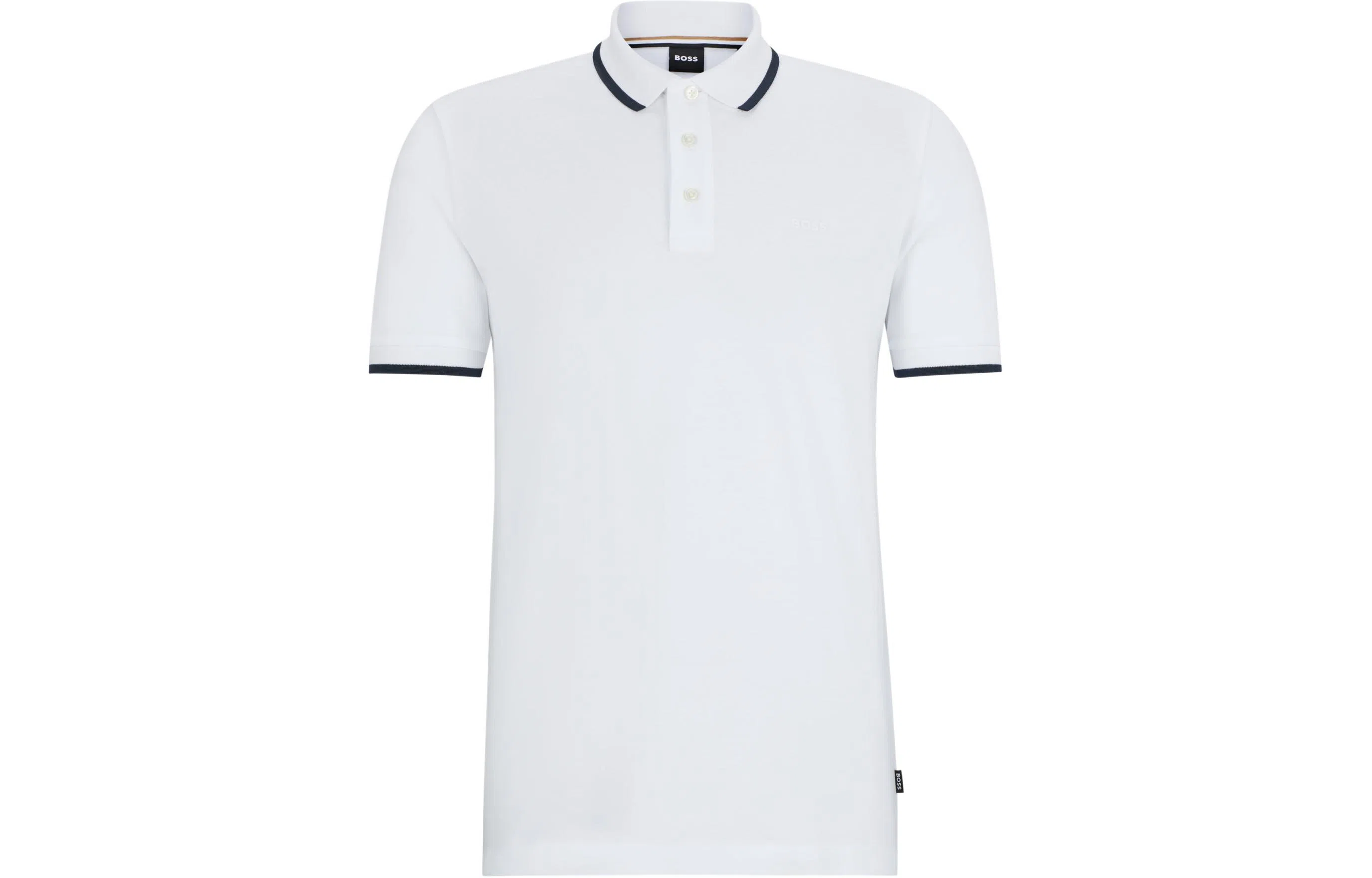 HUGO BOSS Cotton Piqué Polo Shirt Rubber-Print Logo White