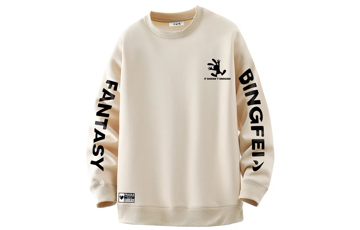 冰飞 美式复古高街创意趣味卡通动漫图案双臂字母印花宽松休闲舒适圆领套头秋衣服嘻哈街头学院风时尚重磅长袖卫衣 男女同款