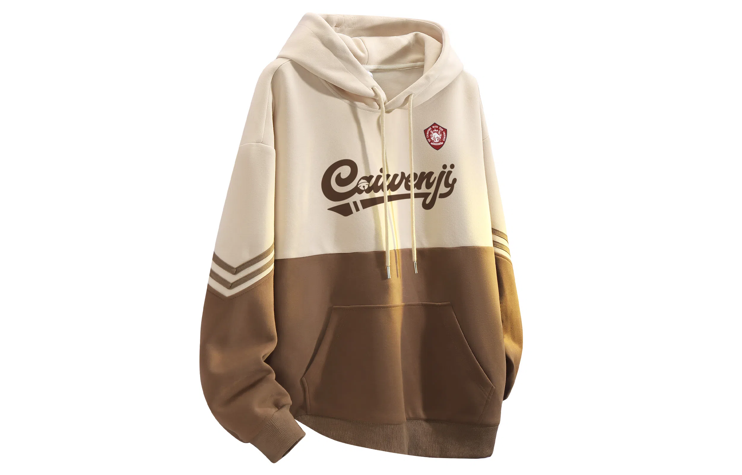 王者荣耀 蔡文姬款 美式复古简约字母拼接条纹落肩长袖休闲百搭学院风户外出行宽松套头重磅连帽卫衣 男女同款