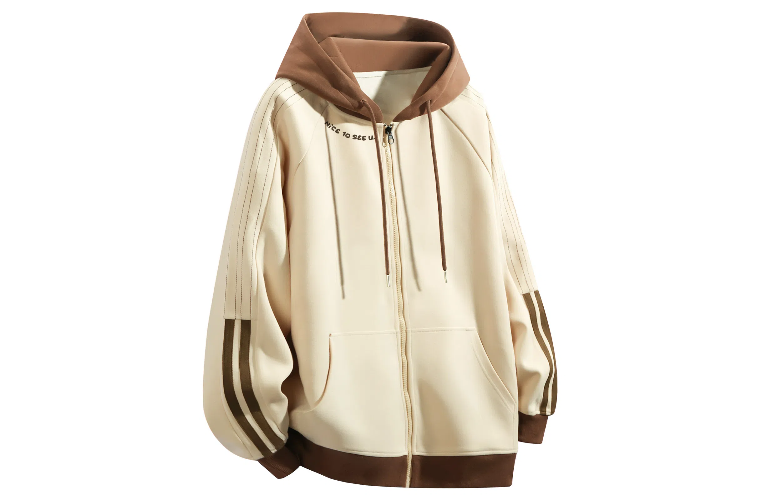 王者荣耀 标语款 美式复古简约创意字母设计多巴胺印花百搭落肩长袖休闲宽松撞色拼接条纹插肩袖舒适重磅连帽卫衣 男女同款