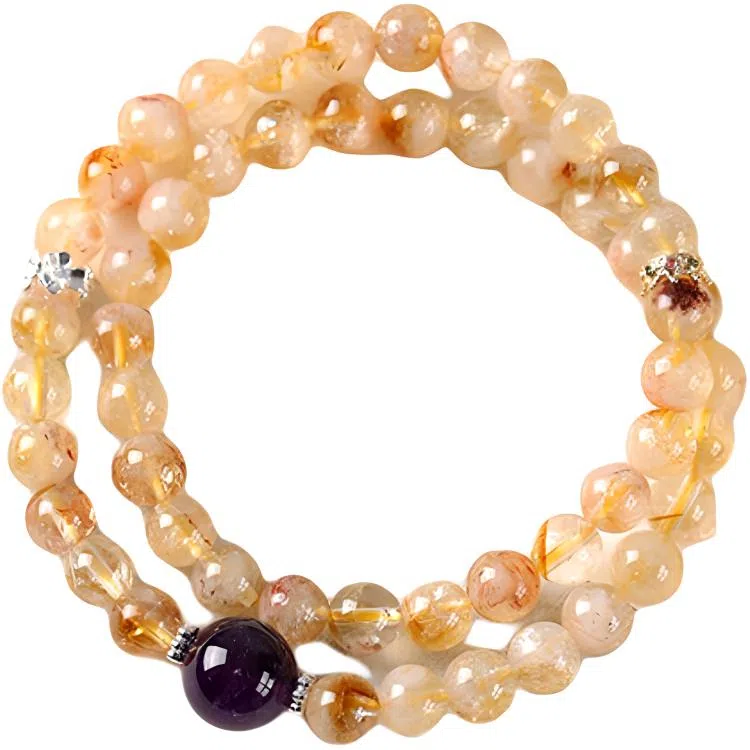 【鎏金岁月】 指尖瑰宝 吸金转运有钱花有桃花事业运爆棚时来运转招财纳福新中式复古#好运天然 黄水晶 手串 男女同款情侣款