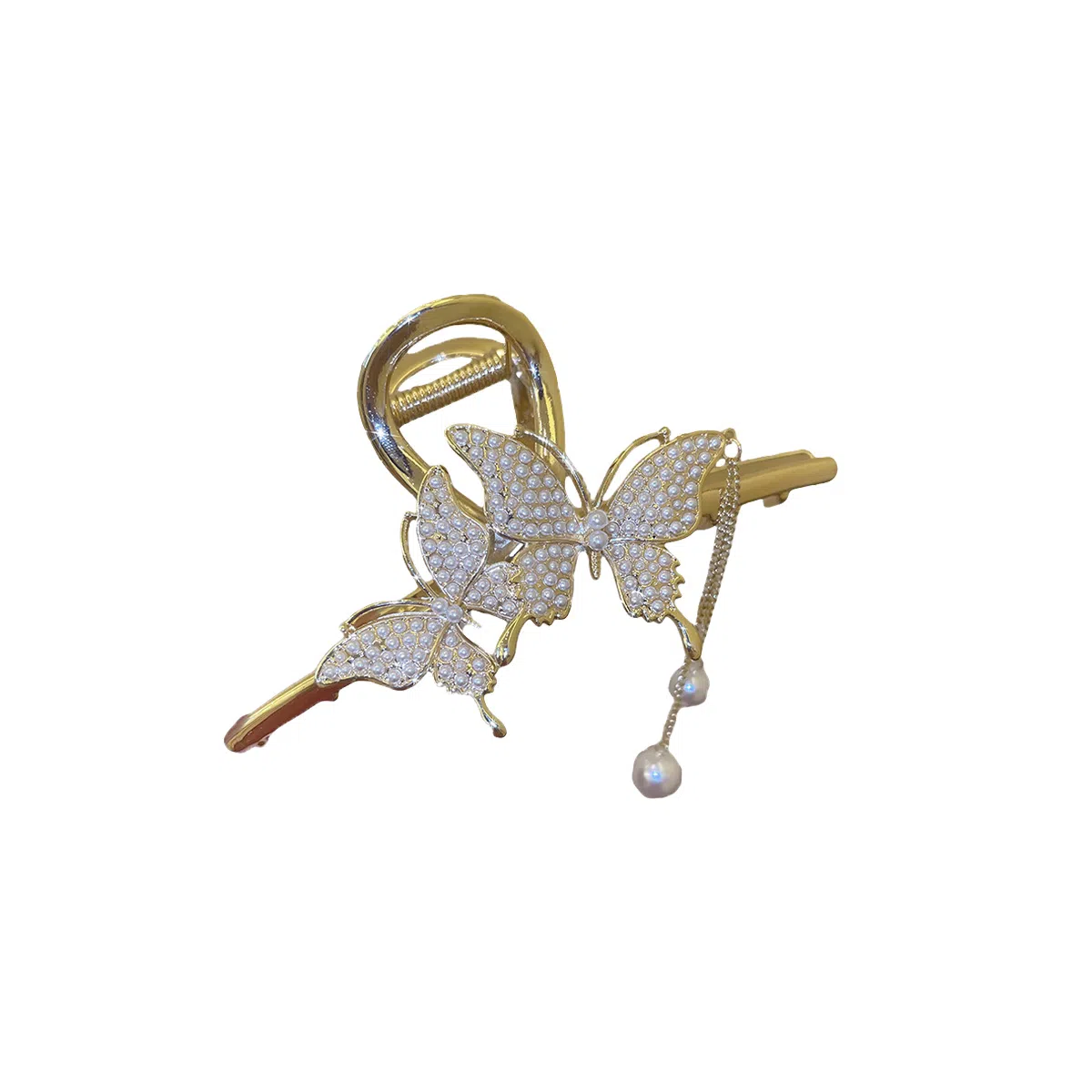 贯古今 蝴蝶双飞大号抓夹夏季后脑勺高级感流苏气质鲨鱼夹 合金 发夹 女款