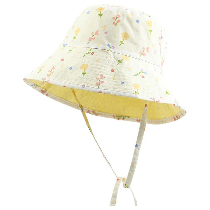 优莲茵 可爱碎花日系大帽檐遮阳显脸小水桶盆帽 海边出游户外显头小 轻便大头围可调节双面戴 棉 渔夫帽 女款