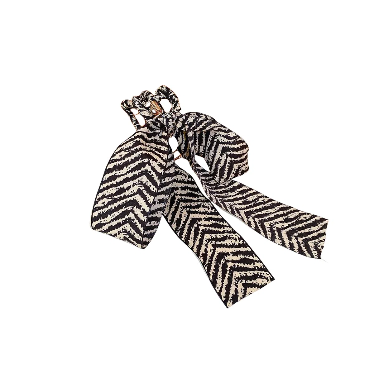 贯古今 高级感条纹蝴蝶结飘带后脑勺盘发鲨鱼夹 合金 发夹 女款