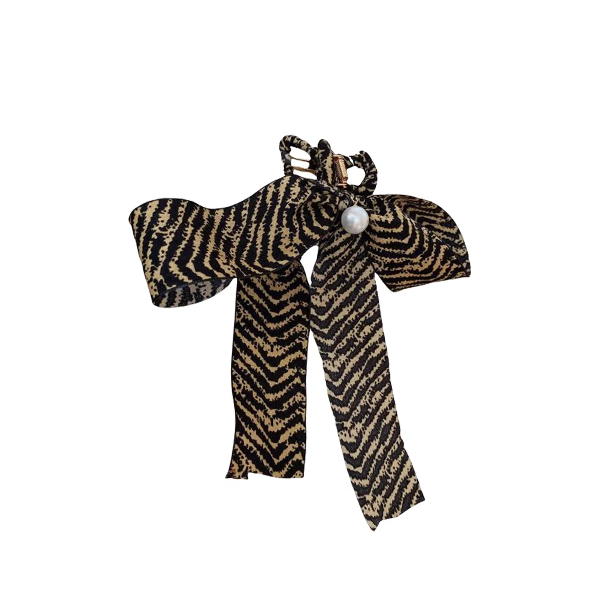 贯古今 高级感条纹蝴蝶结飘带后脑勺盘发鲨鱼夹 合金 发夹 女款