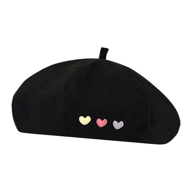 木林森 日系甜妹爱心百搭大头围显脸小薄款透气画家 棉 贝雷帽 女款