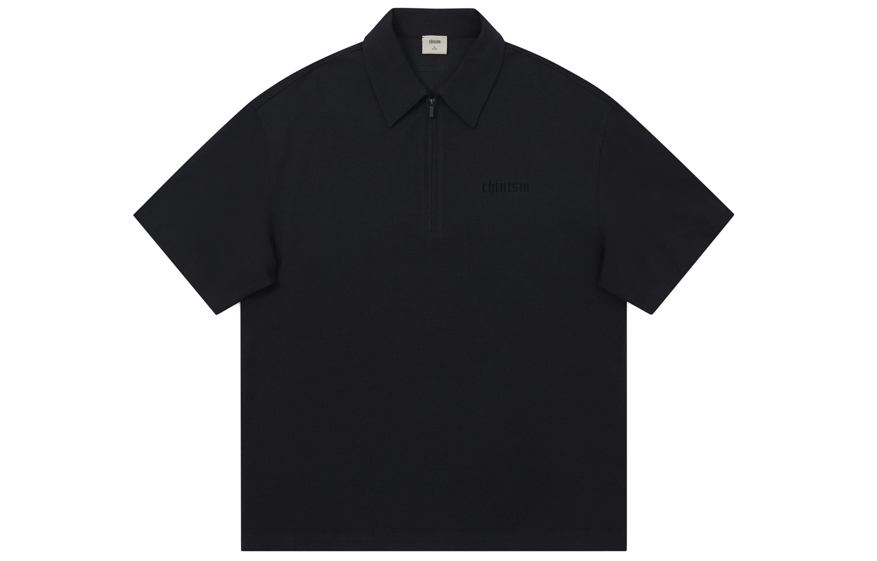 CHINISM Logo Embroidered Half-Zip Polo Shirt