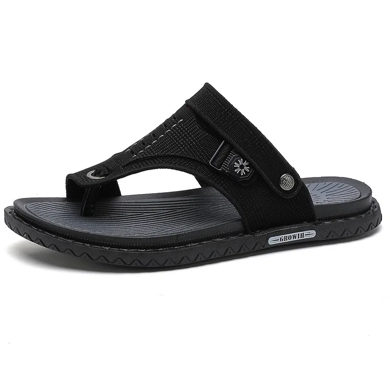 潮泽 简约通勤舒适户外 橡胶底 车缝线 防磨防滑人字拖鞋 男款