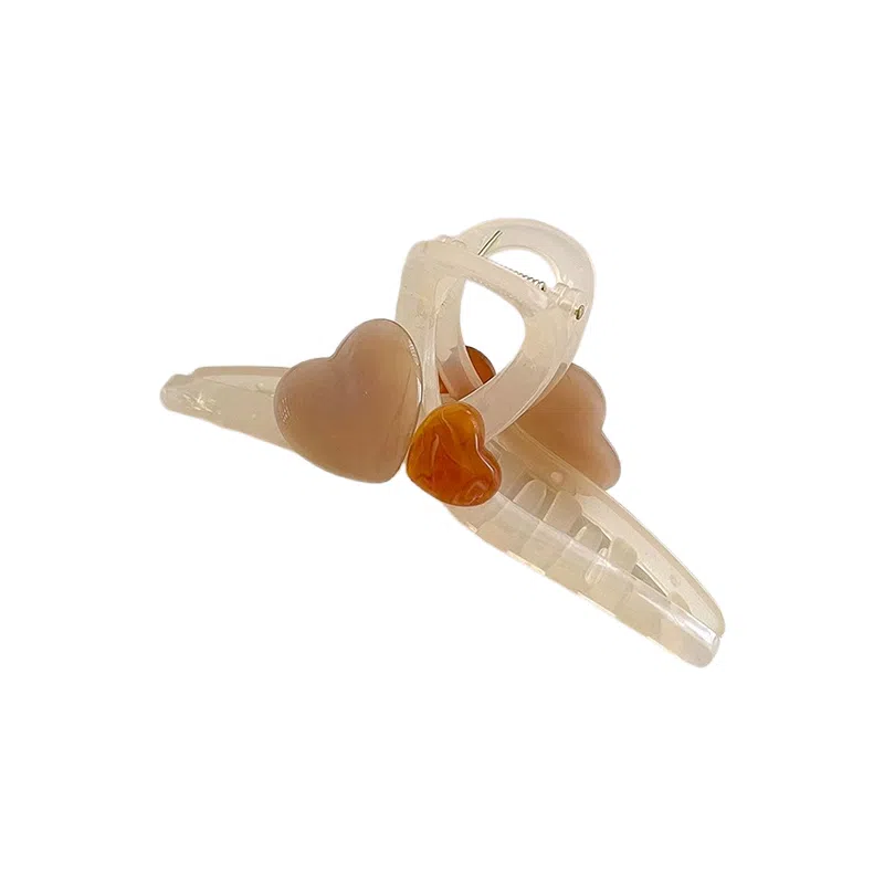 水中玉 果冻色爱心抓夹高级感发卡盘发鲨鱼夹子头饰 亚克力 发夹 女款