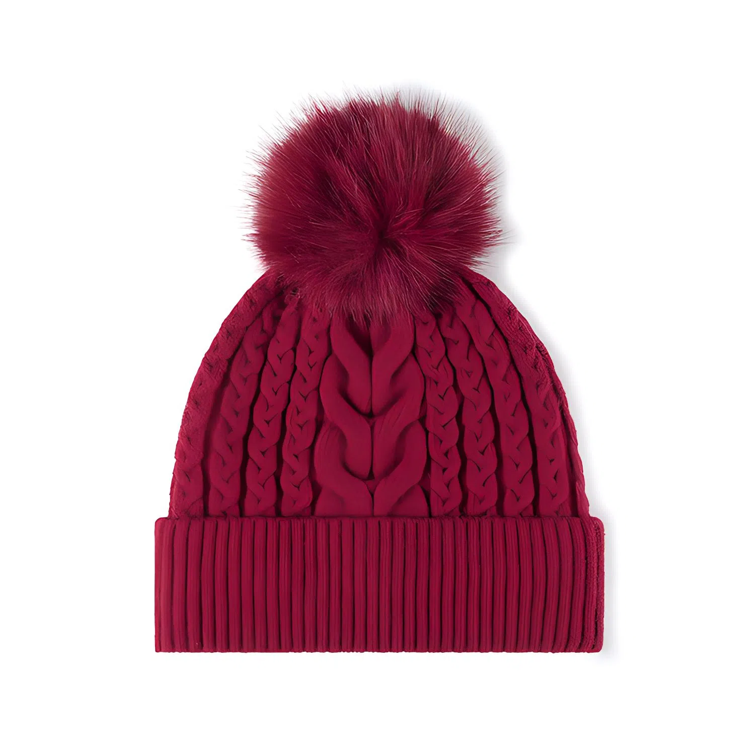 【内里加绒】 浪莎 秋冬提花带毛球户外保暖加厚针织帽分为红色无檐 腈纶 绒线帽 女款