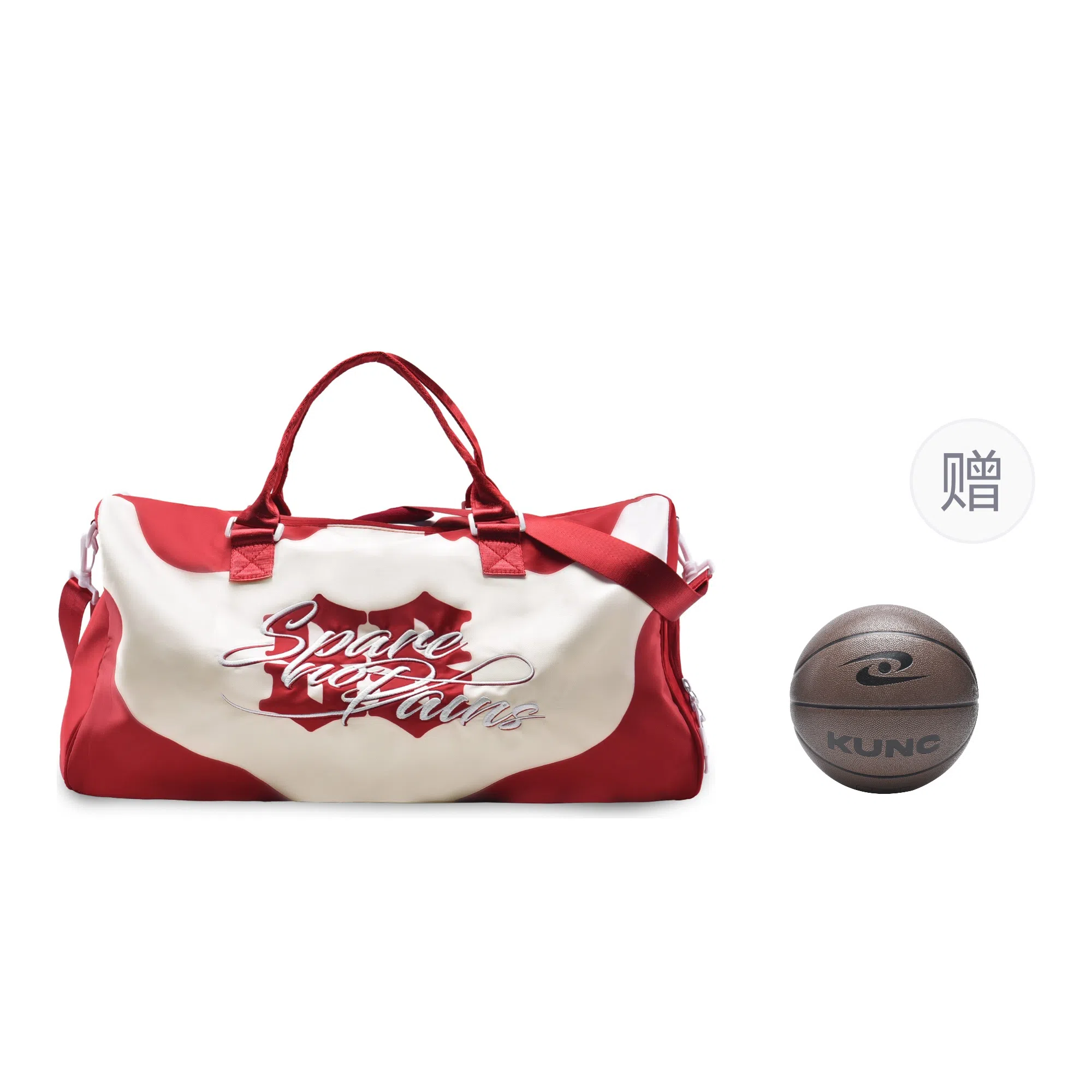 spare no pains Gym Bag Red White