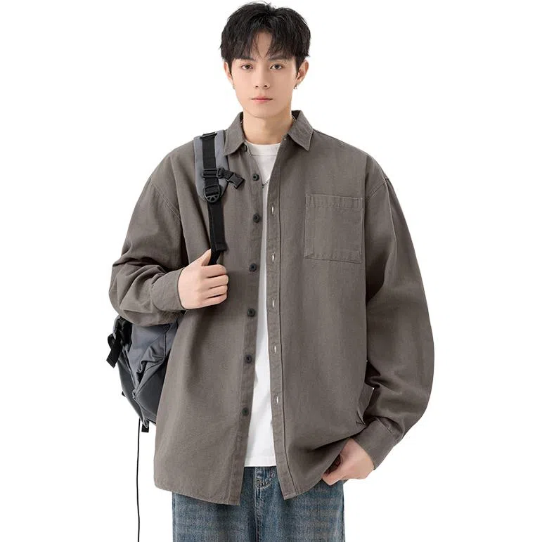 黑马漫画 日系简约百搭潮牌高级感长袖衬衫 男女同款