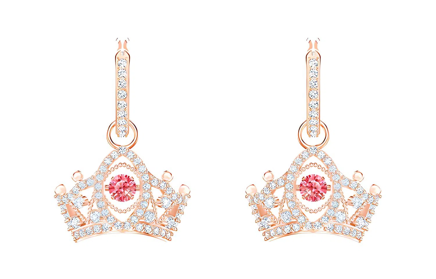 Swarovski Bee A Queen Drop Earrings Red Rose Gold