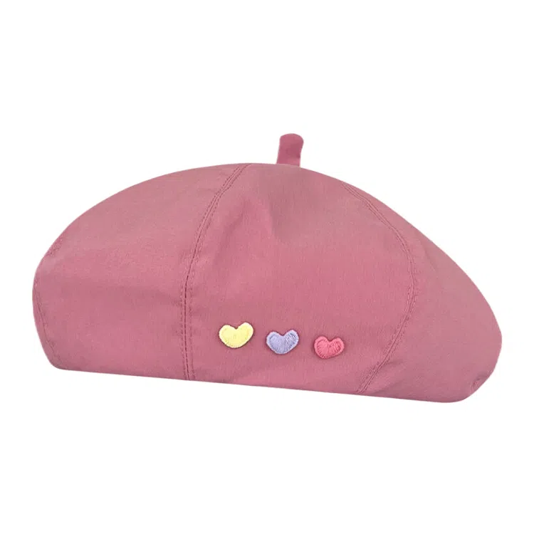 木林森 日系甜妹爱心百搭大头围显脸小薄款透气画家 棉 贝雷帽 女款