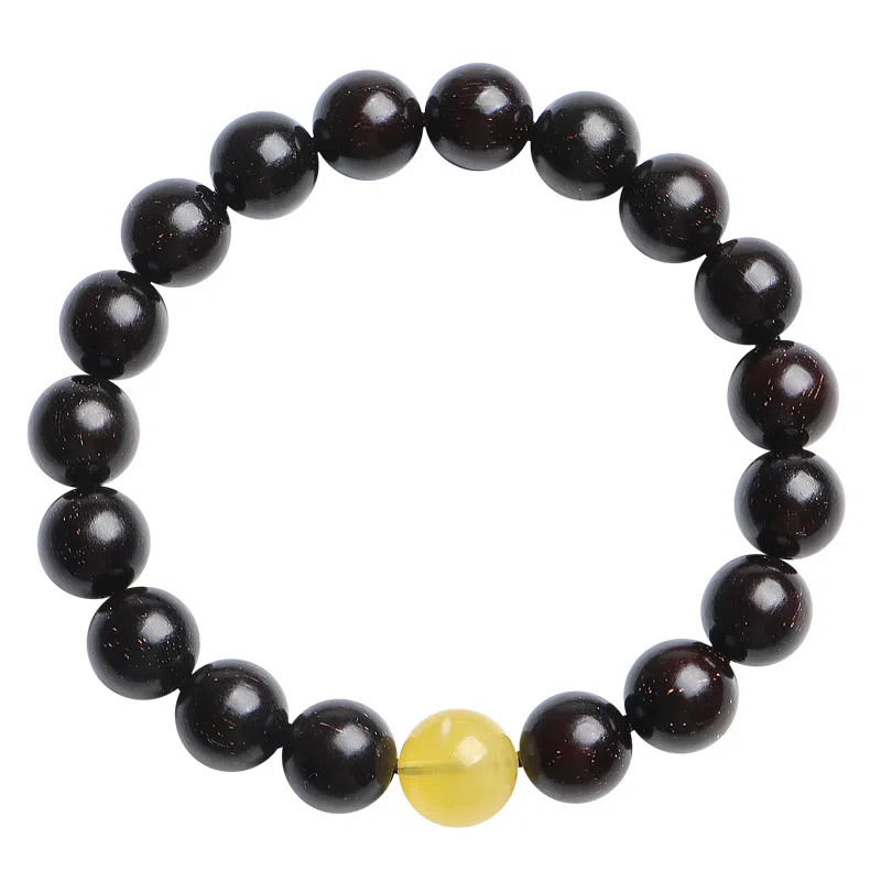 木盛缘 【带金星】新中式复古盘玩解压财源滚滚#好运金星单圈文玩佛珠 紫檀属 手串 男女同款情侣款