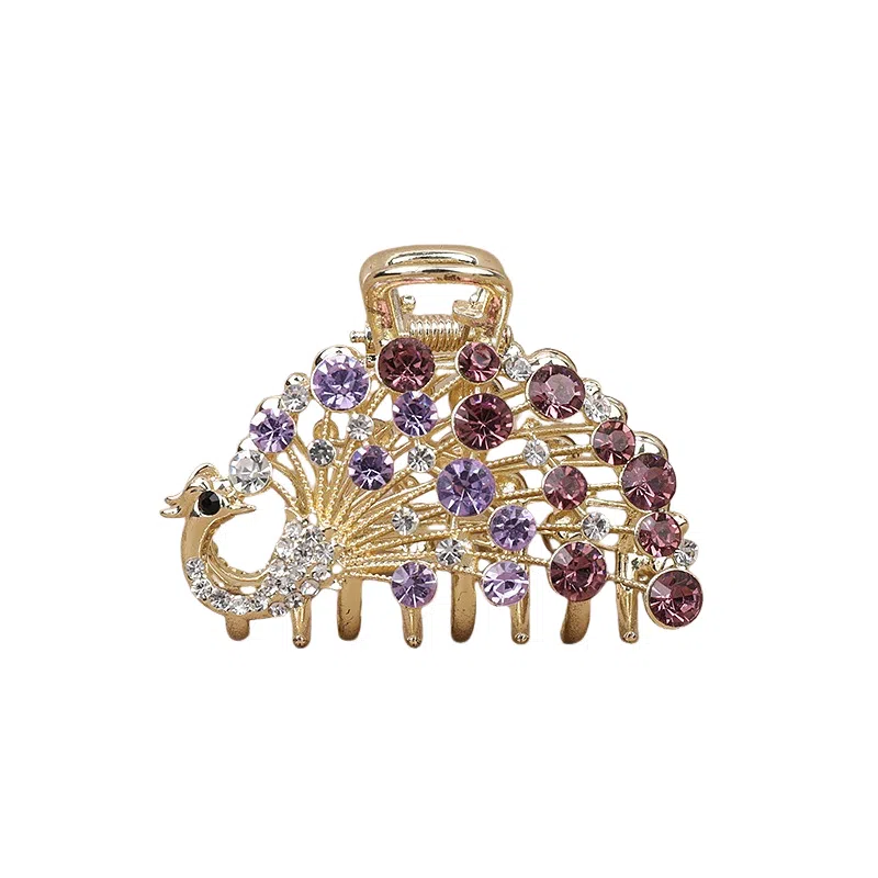 彤彤兔 后脑勺半扎发抓夹夏季高级感中号鲨鱼夹孔雀头饰 合金 发夹 女款