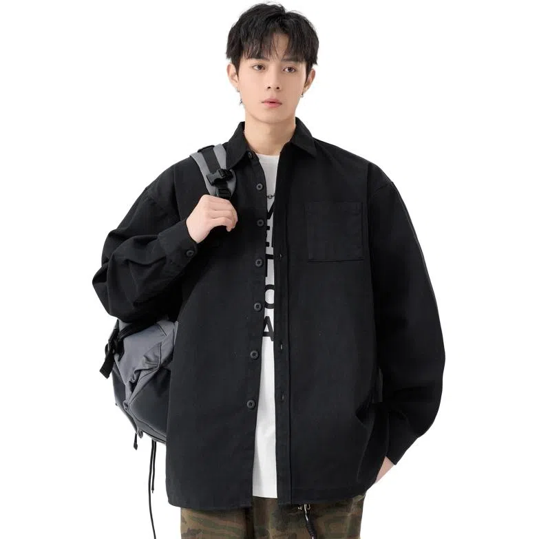 黑马漫画 日系简约百搭潮牌高级感长袖衬衫 男女同款