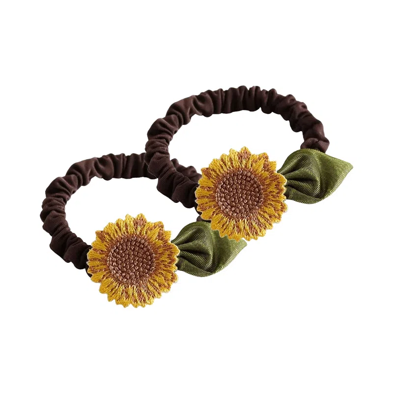 蒙妮 夏季向日葵花朵 布艺 发圈 男女同款情侣款