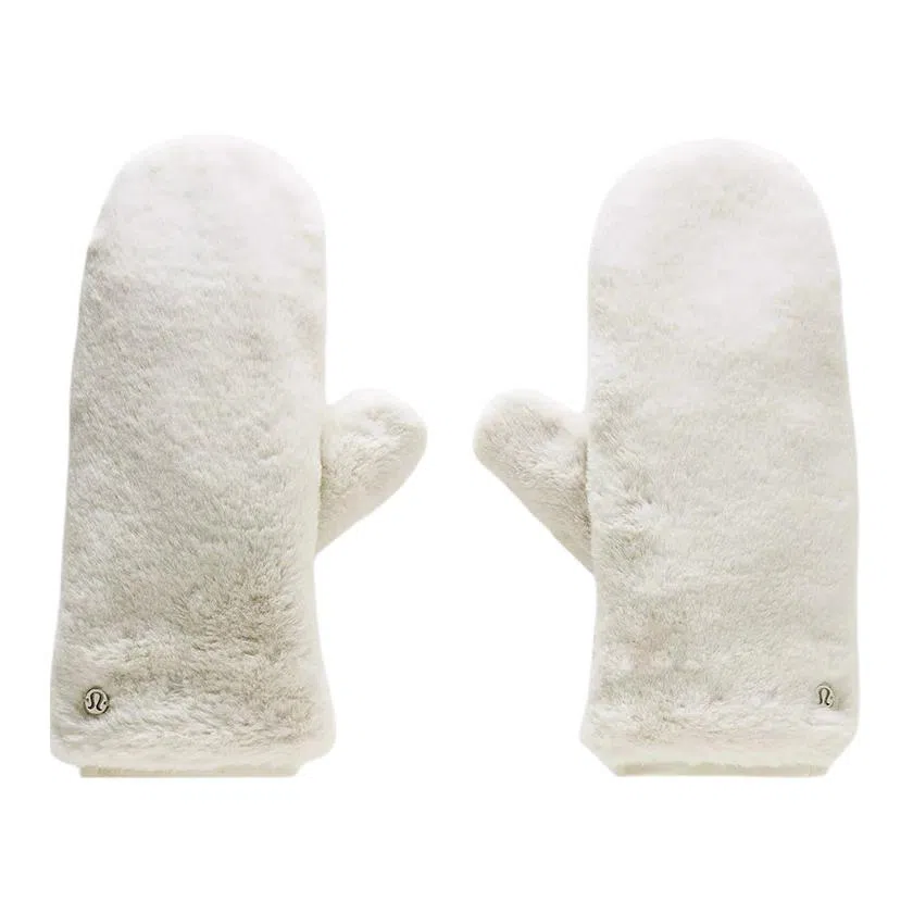 lululemon Logo Fleece Gloves Bone White