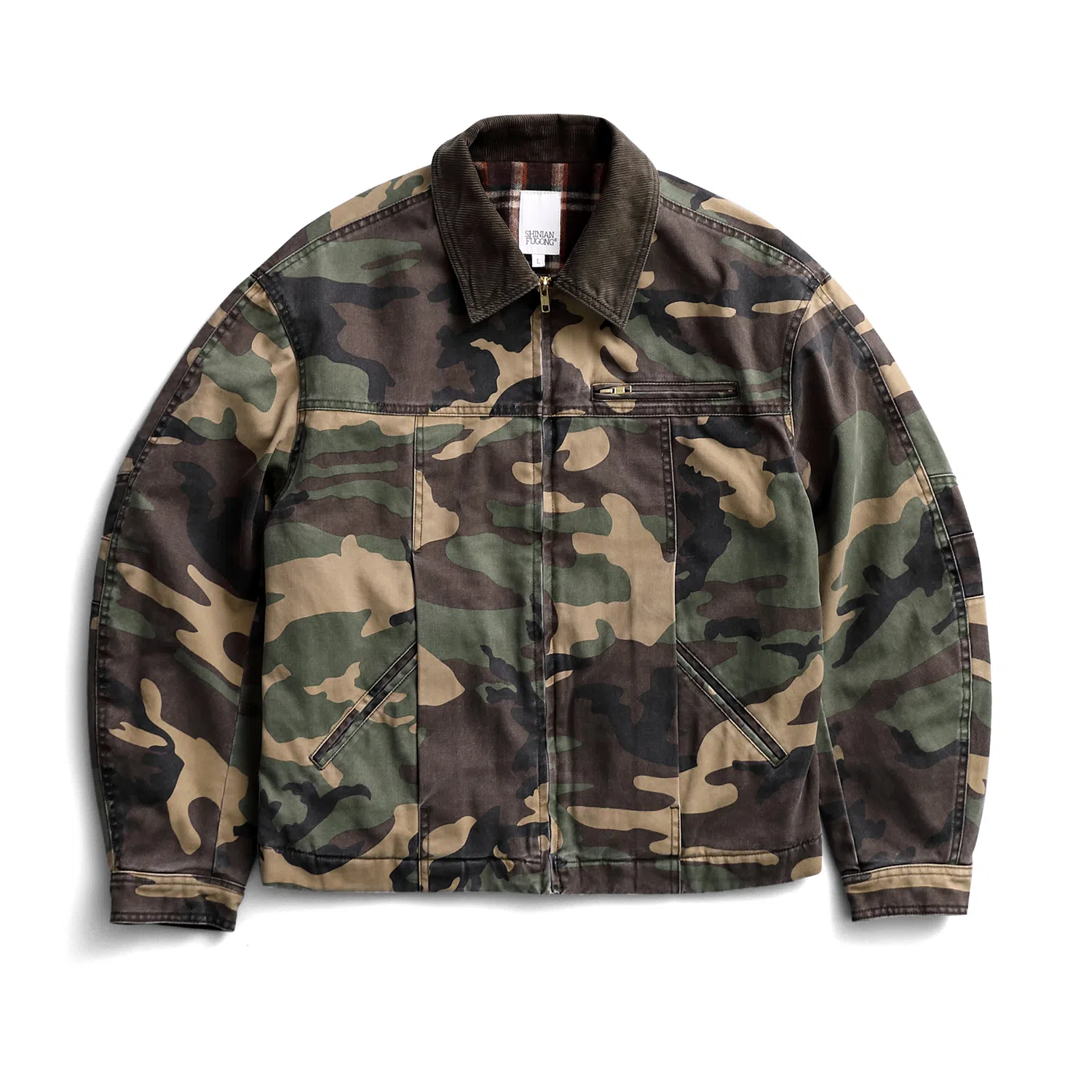 实年服工 美式复古水洗经典迷彩翻领休闲时尚舒适百搭夹克外套 男款