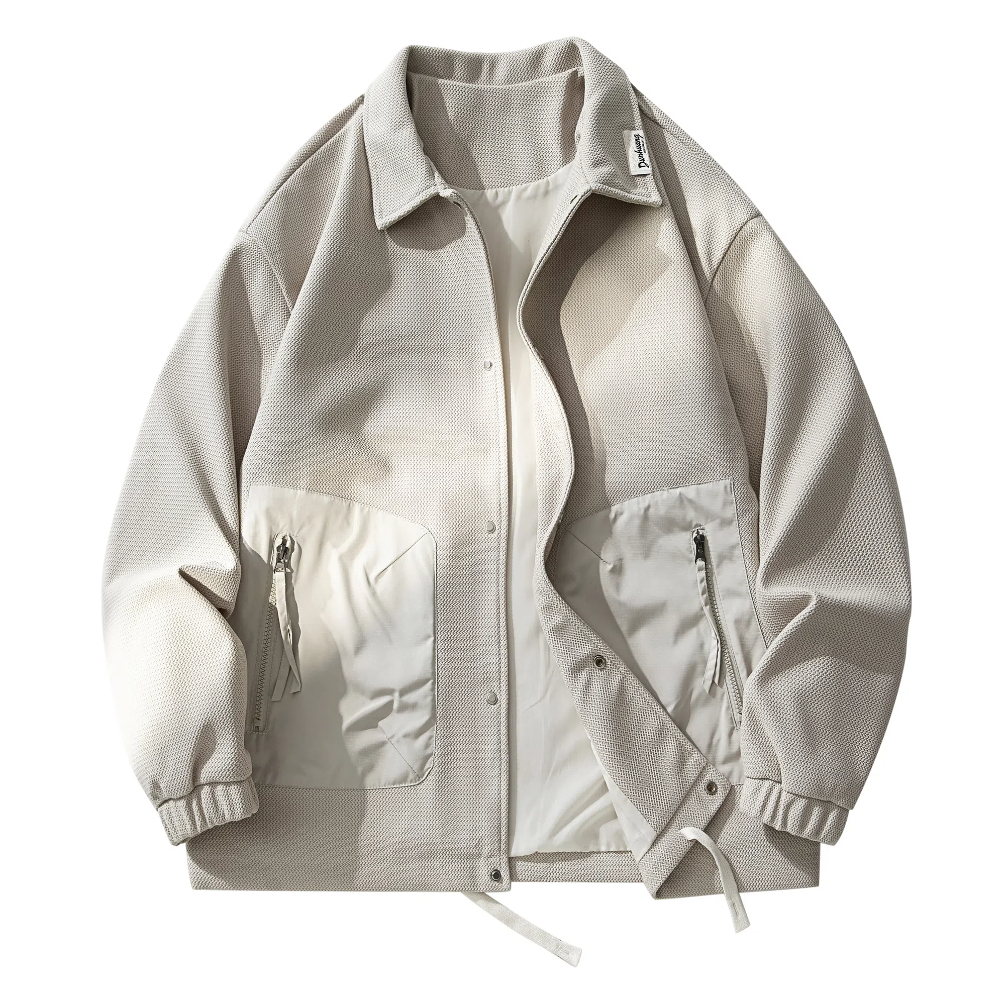 敦煌博物馆 日系学院简约百搭撞色拼接口袋翻领宽松薄款衬衫 男女同款