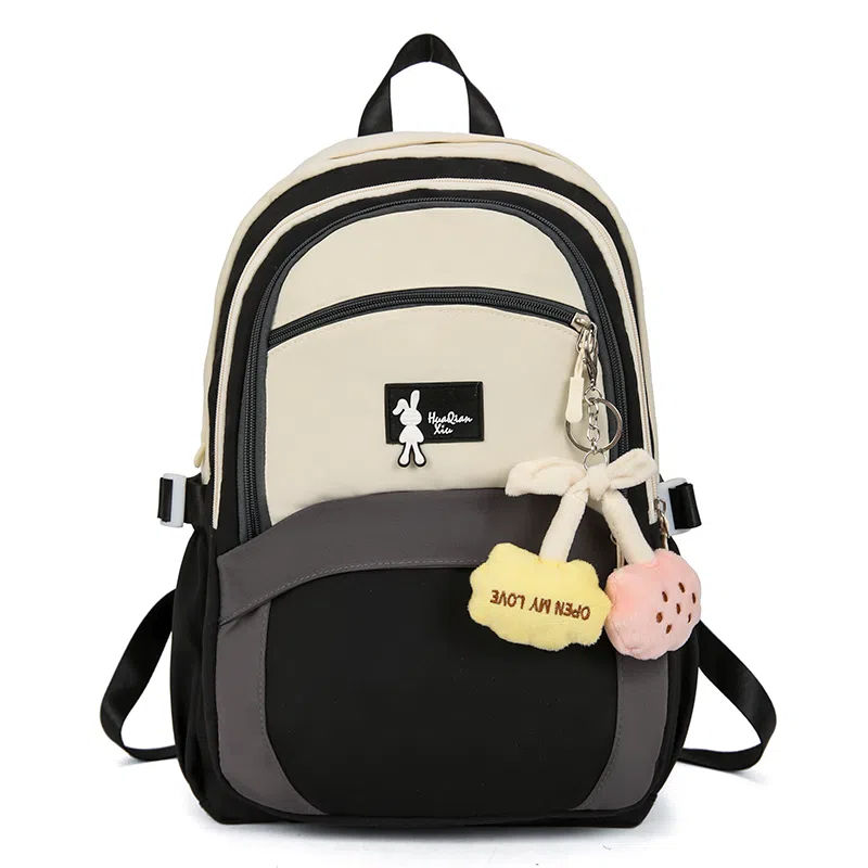 彤彤兔 撞色设计简约 尼龙 书包背包双肩包 女款 粉色/绿色/黑色