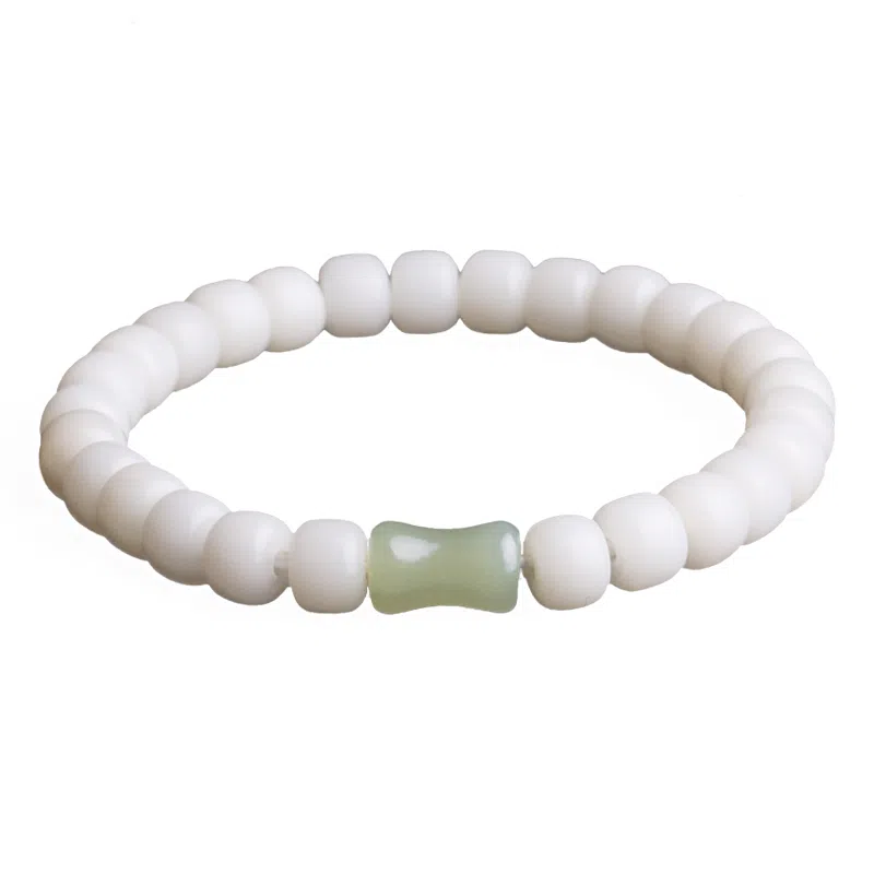 妍韵珠宝 和田玉竹节文玩 白玉菩提 手串 男女同款情侣款